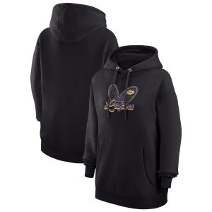 G III 4Her by Carl Banks Los Angeles Lakers Women's Black Leopard Heart Graphic Gorgeous Fleece Pullover Hoodie