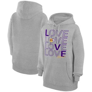 G III 4Her by Carl Banks Los Angeles Lakers Women's Heather Gray Basketball Love Fleece Eye - catching Pullover Hoodie