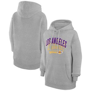 G III 4Her by Carl Banks Los Angeles Fabulous Lakers Women's Heather Gray Filigree Logo Pullover Hoodie