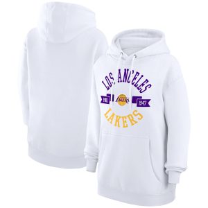 G III 4Her by Carl Banks Los Angeles Lakers Women's White Unique City Pullover Hoodie