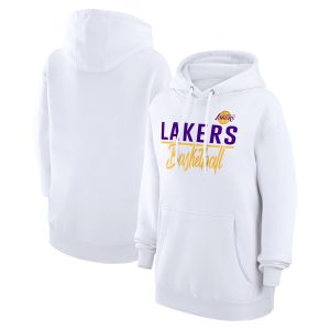 G III 4Her by Carl Banks Los Angeles Lakers Women's White Graphics Fleece Pullover Hoodie Eye - catching