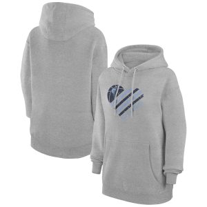 G III 4Her Chic by Carl Banks Memphis Grizzlies Women's Heather Gray Heart Pullover Hoodie