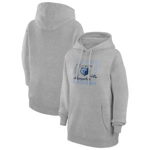 G III 4Her by Carl Banks Memphis Grizzlies Women's Heather Gray Team Collage Chic Graphic Fleece Pullover Hoodie