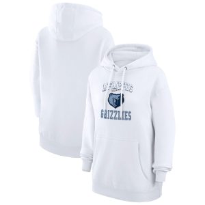G III 4Her by Carl Banks Memphis Grizzlies Women's White Graphic Fleece Pullover Elegant Hoodie
