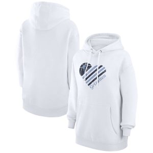 G III 4Her by Carl Banks Memphis Grizzlies Women's White Heart Pullover Elegant Hoodie