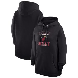 G III 4Her by Carl Banks Miami Heat Women's Black Graphic Fleece Pullover Premium Hoodie