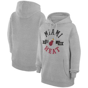 G III 4Her by Carl Banks Miami Heat Unique Women's Heather Gray City Pullover Hoodie