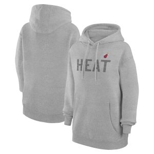 G III 4Her Premium by Carl Banks Miami Heat Women's Heather Gray Dot Print Pullover Hoodie