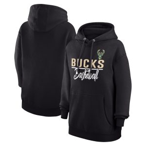 G III 4Her by Carl Banks Milwaukee Bucks Women's Black Graphics Fleece Fabulous Pullover Hoodie