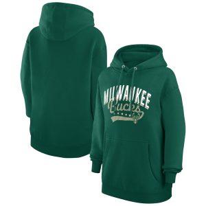 G III 4Her by Carl Banks Fabulous Milwaukee Bucks Women's Hunter Green Filigree Logo Pullover Hoodie