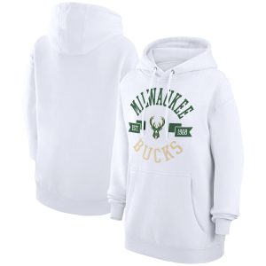G III 4Her by Carl Banks Milwaukee Bucks Women's Eye - catching White City Pullover Hoodie