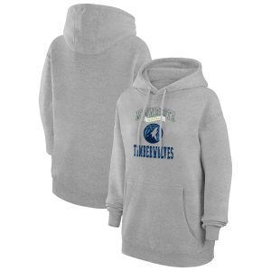G III 4Her by Carl Banks Chic Minnesota Timberwolves Women's Heather Gray Graphic Fleece Pullover Hoodie