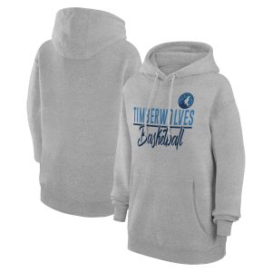 G III 4Her by Carl Banks Minnesota Trendy Timberwolves Women's Heather Gray Graphics Fleece Pullover Hoodie