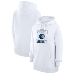 G III 4Her by Carl Banks Minnesota Timberwolves Women's White Elegant Graphic Fleece Pullover Hoodie