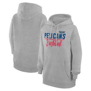G III 4Her by Carl Chic Banks New Orleans Pelicans Women's Heather Gray Graphics Fleece Pullover Hoodie