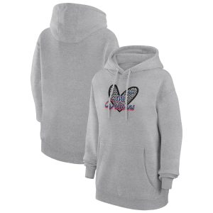 G III 4Her by Carl Banks New Orleans Pelicans Women's Heather Gray Leopard Heart Graphic Fleece Chic Pullover Hoodie