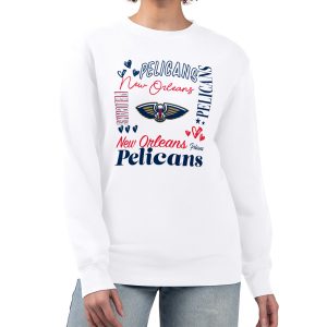 G III 4Her by Carl Banks Unique New Orleans Pelicans Women's White Collage Team Graphic Fleece Pullover Sweatshirt