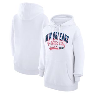G III 4Her by Carl Banks Elegant New Orleans Pelicans Women's White Filigree Logo Pullover Hoodie