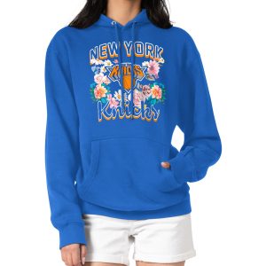 G III 4Her by Carl Banks New York Knicks Women's Blue Flowers Chic Team Logo Graphic Fleece Pullover Hoodie