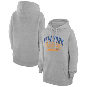 G III Gorgeous 4Her by Carl Banks New York Knicks Women's Heather Gray Filigree Logo Pullover Hoodie