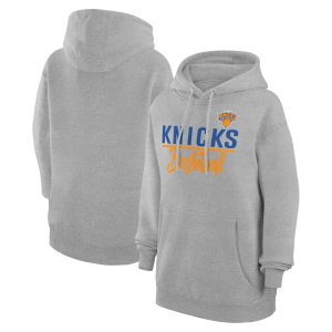 G III 4Her Gorgeous by Carl Banks New York Knicks Women's Heather Gray Graphics Fleece Pullover Hoodie
