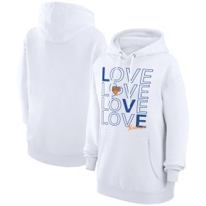G III 4Her by Carl Banks New York Elegant Knicks Women's White Basketball Love Fleece Pullover Hoodie