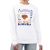 G III 4Her by Carl Banks New York Knicks Women's White Collage Team Graphic Fleece Pullover Sweatshirt Premium