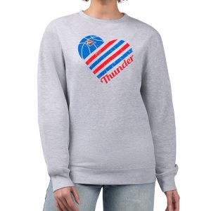 G Gorgeous III 4Her by Carl Banks Oklahoma City Thunder Women's Heather Gray Heart Graphic Fleece Pullover Sweatshirt