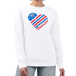 G III Stylish 4Her by Carl Banks Oklahoma City Thunder Women's White Heart Graphic Fleece Pullover Sweatshirt