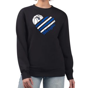 G III 4Her by Carl Banks Orlando Magic Women's Black Chic Heart Graphic Fleece Pullover Sweatshirt