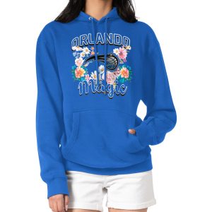 G III 4Her by Carl Trendy Banks Orlando Magic Women's Blue Flowers Team Logo Graphic Fleece Pullover Hoodie