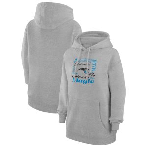 G III 4Her by Carl Banks Orlando Magic Women's Heather Gray Gorgeous Team Collage Graphic Fleece Pullover Hoodie