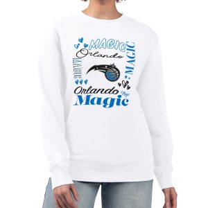 G III 4Her by Stylish Carl Banks Orlando Magic Women's White Collage Team Graphic Fleece Pullover Sweatshirt