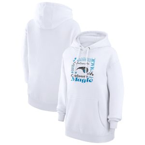 G III 4Her by Carl Banks Orlando Magic Women's White Team Collage Graphic Fleece Premium Pullover Hoodie