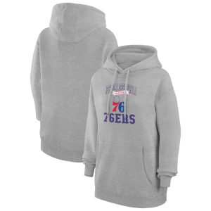 G III Trendy 4Her by Carl Banks Philadelphia 76ers Women's Heather Gray Graphic Fleece Pullover Hoodie
