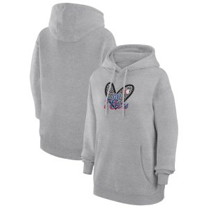 G III 4Her by Carl Banks Elegant Philadelphia 76ers Women's Heather Gray Leopard Heart Graphic Fleece Pullover Hoodie