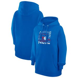 G III 4Her by Carl Banks Fabulous Philadelphia 76ers Women's Royal Team Collage Graphic Fleece Pullover Hoodie
