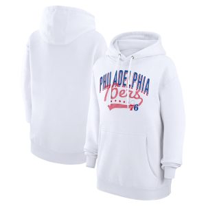 G III 4Her by Carl Banks Philadelphia 76ers Women's White Filigree Premium Logo Pullover Hoodie