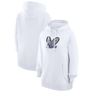 G III 4Her by Carl Trendy Banks Philadelphia 76ers Women's White Leopard Heart Graphic Fleece Pullover Hoodie