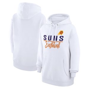 G III 4Her by Carl Banks Phoenix Suns Women's White Elegant Graphics Fleece Pullover Hoodie