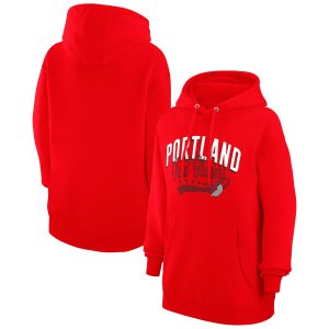 G III 4Her by Carl Banks Portland Trail Blazers Women's Red Filigree Logo Pullover Trendy Hoodie