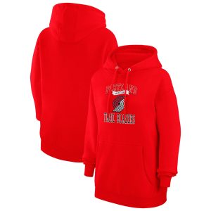 G III 4Her by Carl Banks Portland Trendy Trail Blazers Women's Red Graphic Fleece Pullover Hoodie
