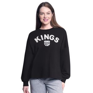 G III 4Her by Carl Banks Sacramento Kings Stylish Women's Black Athletic Pullover Sweatshirt