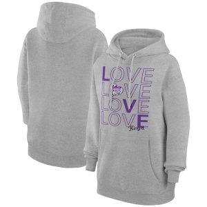 G III 4Her by Unique Carl Banks Sacramento Kings Women's Heather Gray Basketball Love Fleece Pullover Hoodie