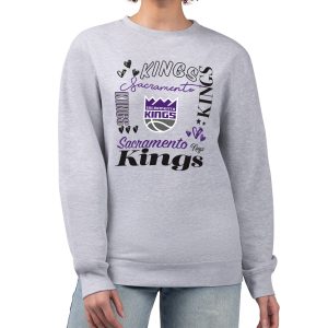G III 4Her by Carl Banks Sacramento Fabulous Kings Women's Heather Gray Collage Team Graphic Fleece Pullover Sweatshirt
