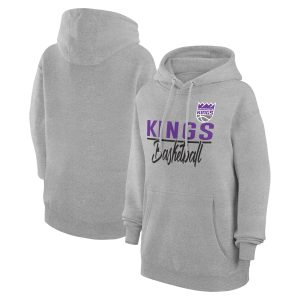 G III 4Her Fabulous by Carl Banks Sacramento Kings Women's Heather Gray Graphics Fleece Pullover Hoodie