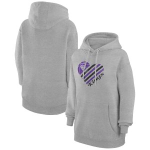 G III 4Her by Carl Banks Sacramento Kings Women's Heather Gray Eye - catching Heart Pullover Hoodie