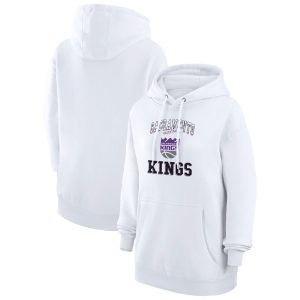 G III 4Her by Carl Banks Sacramento Kings Women's White Graphic Unique Fleece Pullover Hoodie