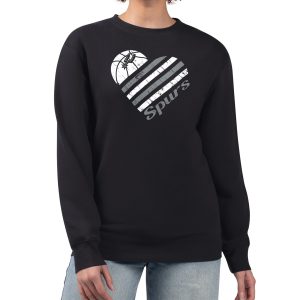 G III 4Her by Carl Banks San Antonio Spurs Women's Black Heart Graphic Fleece Eye - catching Pullover Sweatshirt