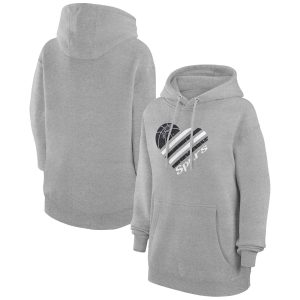 G III 4Her by Carl Banks San Antonio Spurs Women's Heather Gray Trendy Heart Pullover Hoodie